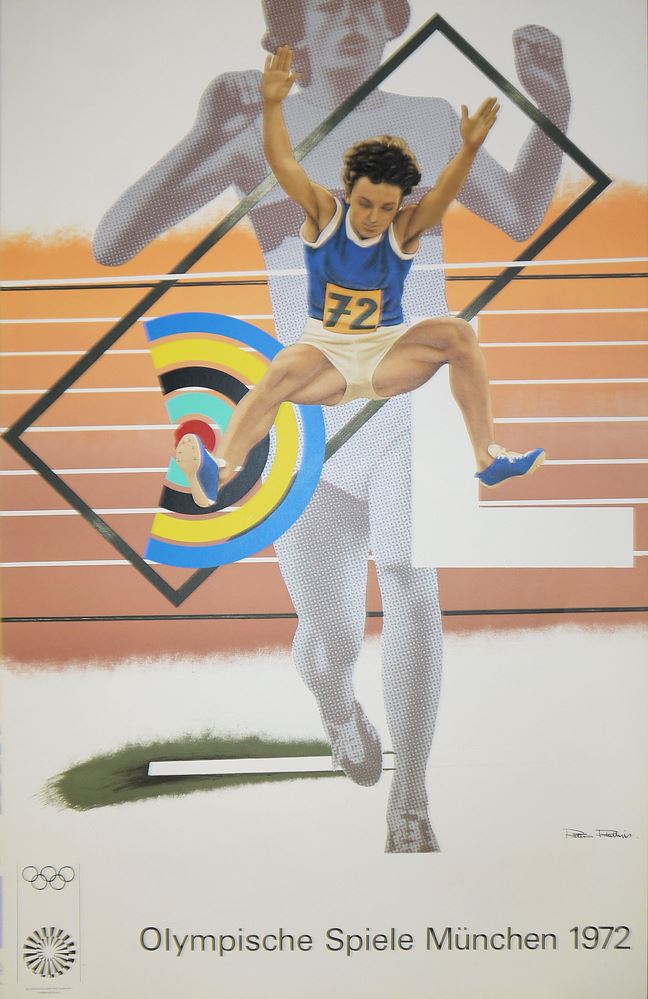 0335-4 Künstlerplakate Olympische Spiele München 1972: Antes, Davie, Dorazio und Philipps, 4 Farblithographien - Image 3