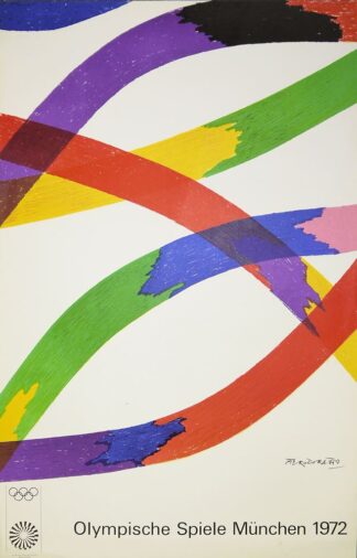 0335-4 Künstlerplakate Olympische Spiele München 1972: Antes, Davie, Dorazio und Philipps, 4 Farblithographien