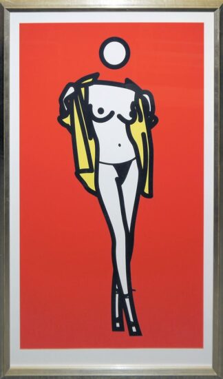 0338-Julian Opie, "Woman taking off man´s shirt. 5", Farbsiebdruck von 2003, galeriegerahmt
