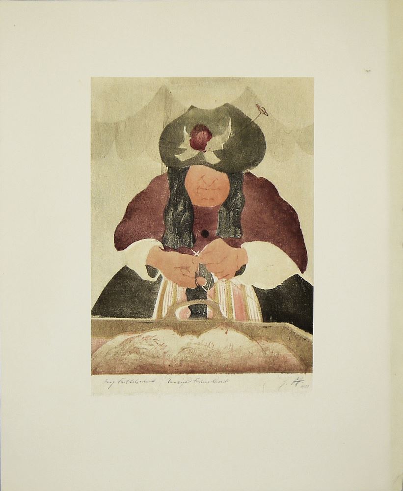 0341-Hans Ott, umfangreicher Sammlungs-Nachlass mit 21 sign. Farbholzschnitten & Monotypien ab 1931, mit Doku-Material, u.a. "Das graphische Werk des Malers Hans Ott - wissenschaftliche Abhandlung und Pressestimmen" – Bild 3