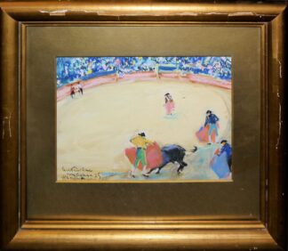 0342-Paul Paeschke, Stierkampf in Malaga, Pastell von 1925, original gerahmt