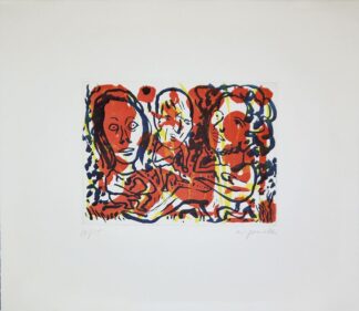 0352-A.R. Penck, 3 Figuren, seltene Farbradierung