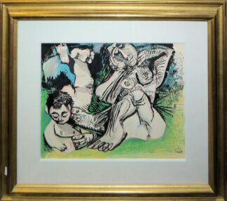 0356-Pablo Picasso, nach, "Femme et jeune garcon nus", Farblithographie, in Galerierahmung
