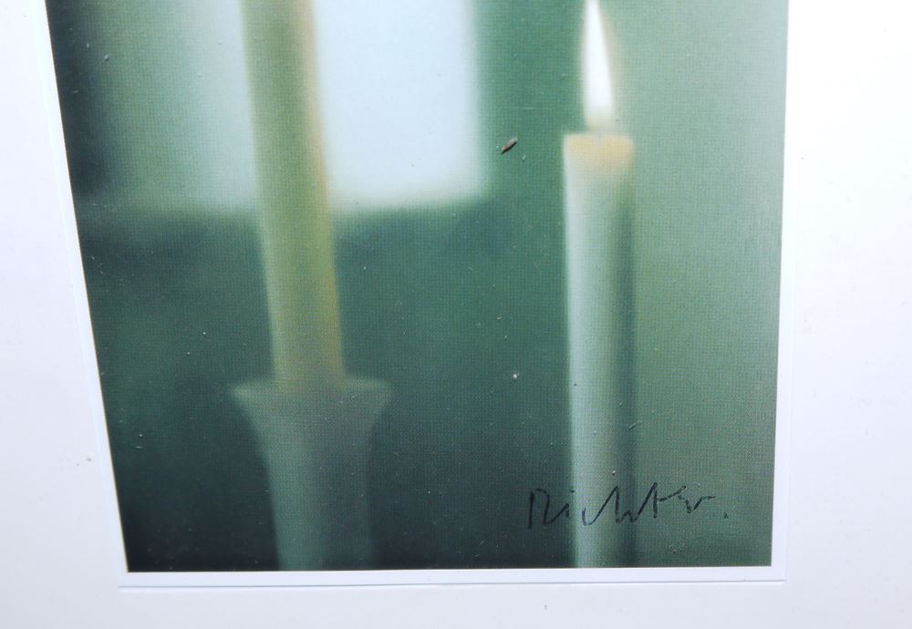 0384-Gerhard Richter, "2 Kerzen", signierte Künstlerpostkarte, gerahmt – Bild 2