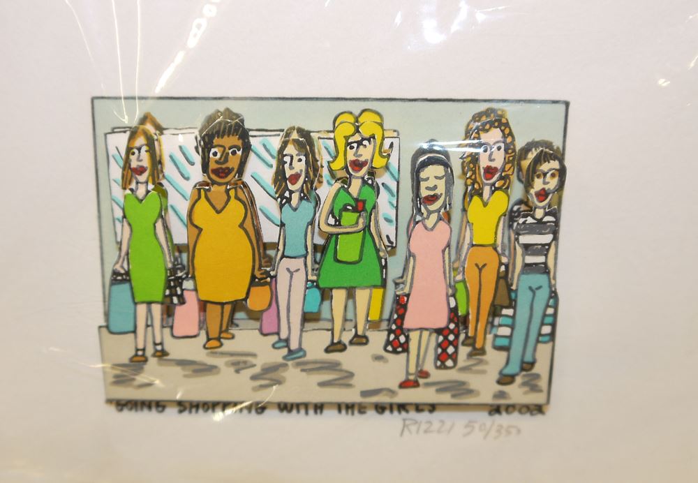 0388-James Rizzi, "Going shopping with the Girls", sign. 3-D Farblithographie von 2002, originalverpackt, nie geöffnet – Bild 3