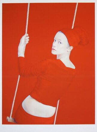0402-Salustiano, Presente Pluscuamperfecto, Schaukel in rot, signierter Pigmentdruck