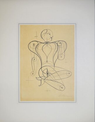 0412-Oskar Schlemmer, "Homo, Figur T", Offsetlithographie nach einer Tuschezeichnung von 1919/1920, mit Broschüre