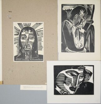 0414-Karl Schmidt-Rottluff, "Kopf", "Kristus" u. Lesender Mann, 3 Holzschnitte, 1915-1918