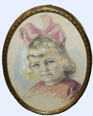 0415-Maximilian Schultze-Bertallo, Porträt eines Mädchens, Mischtechnik von 1921, original gerahmt