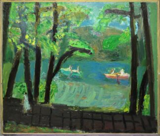0427-Alexej Semitschow (Алексей Семичов), Boote auf dem Fluß (Лодки на реке), Ölgemälde, gerahmt