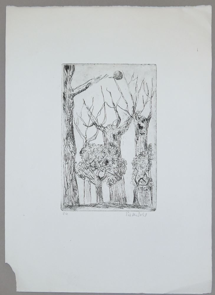 0435-Piet Sohl, Sammlungsnachlass mit 9 Arbeiten auf Papier: 3 x größere Mischtechnik/Pastell/Aquarell, 1 x Öl und 5 Radierungen, signiert, 1976-86 - Image 12