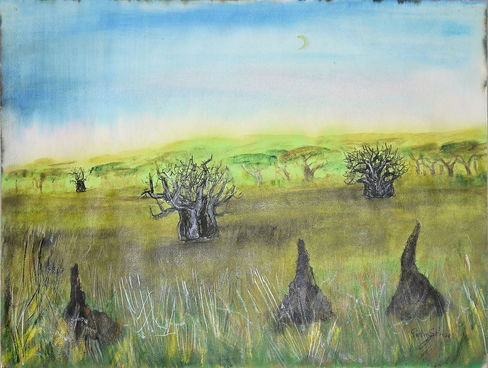 0435-Piet Sohl, Sammlungsnachlass mit 9 Arbeiten auf Papier: 3 x größere Mischtechnik/Pastell/Aquarell, 1 x Öl und 5 Radierungen, signiert, 1976-86 - Image 3