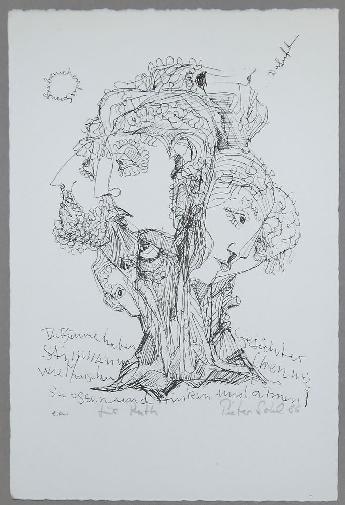 0435-Piet Sohl, Sammlungsnachlass mit 9 Arbeiten auf Papier: 3 x größere Mischtechnik/Pastell/Aquarell, 1 x Öl und 5 Radierungen, signiert, 1976-86 - Image 10