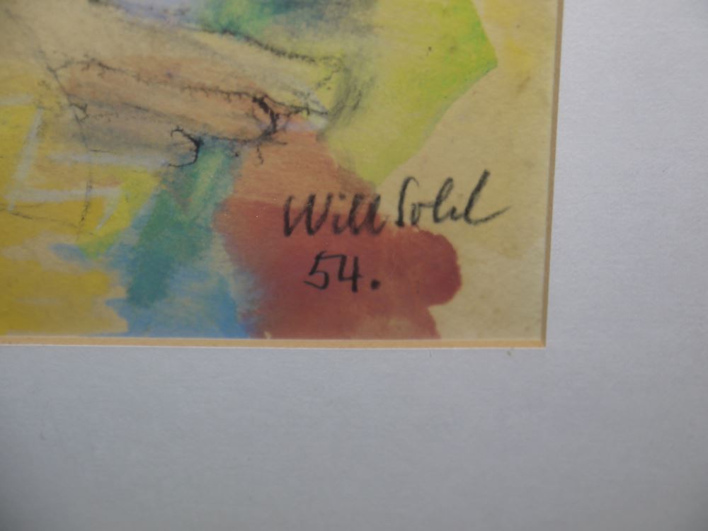 0436-Will Sohl, Halbakt und Blumen, großes Aquarell von 1954, gerahmt - Image 2