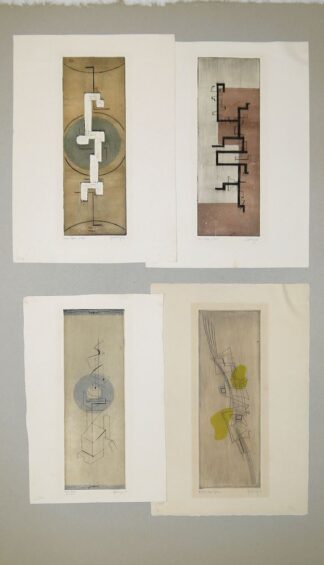 0445-Ferdinand Springer und Karl Fred Dahmen, Abstrakte Kompositionen, 6 signierte Farbradierungen