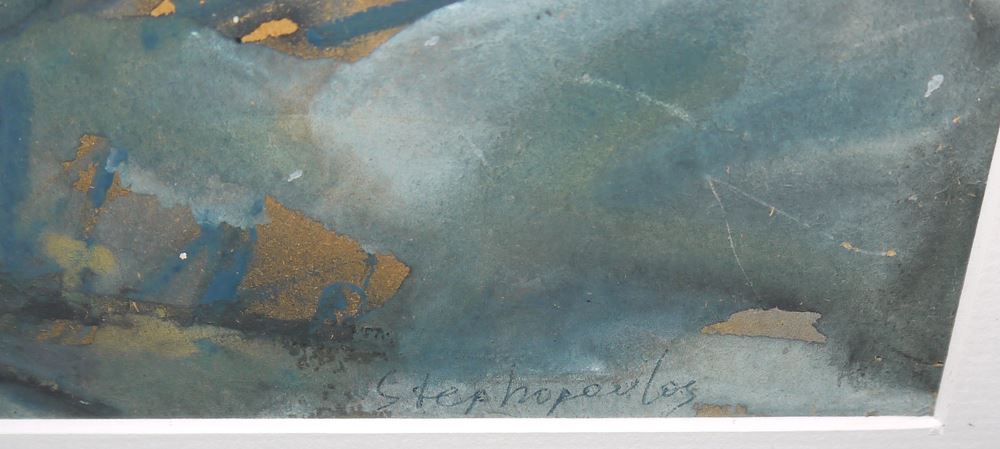 0455-Thanasis Stephopulos, Abstrakte Landschaft (αφηρημένο τοπίο), Mischtechnik, unter. P.partout gerahmt – Bild 2