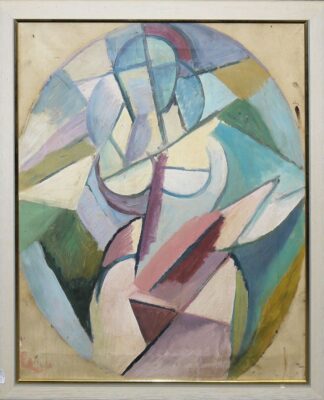 0462-Russischer Suprematist, Abstrakt- kubistische Komposition, Ölgemälde um 1920, im Galerierahmung