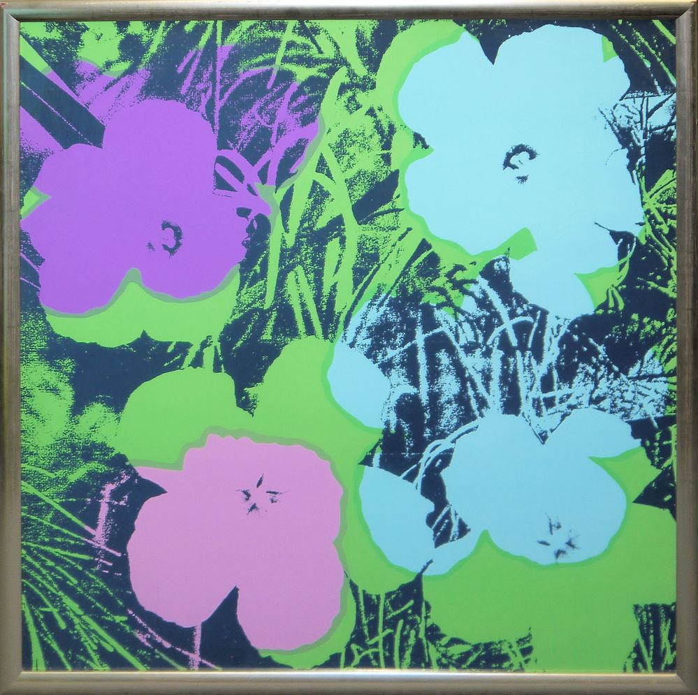 0484-Andy Warhol, 5 x "Flowers" (5 Farbvarianten), große Farbsiebdrucke, Sunday B. Morning, alle gerahmt – Bild 2