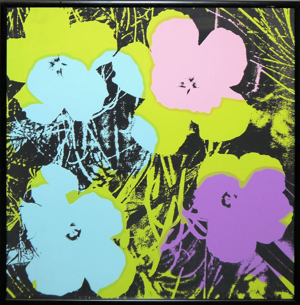 0484-Andy Warhol, 5 x "Flowers" (5 Farbvarianten), große Farbsiebdrucke, Sunday B. Morning, alle gerahmt – Bild 5
