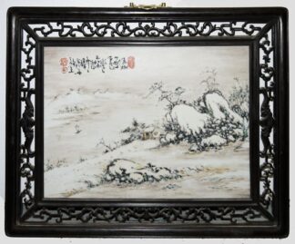 0554-Winterlandschaft am Fluss, Porzellanmalerei in Art des Wang Yeting, China 20. Jh.