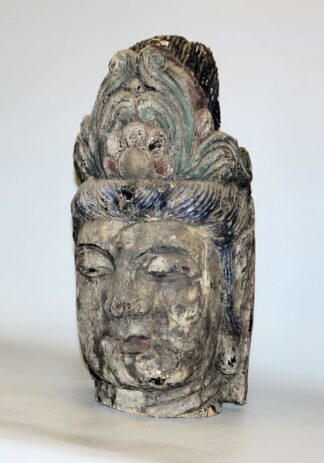 0588-Lebensgroßer Kopf der Guanyin im Stil der Ming-Zeit, China, wohl 19. Jh.