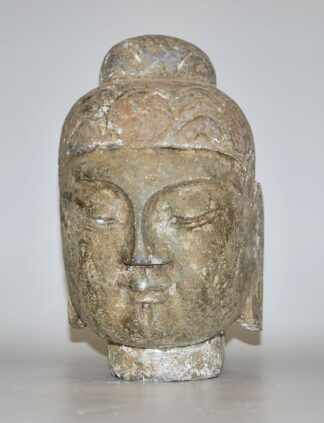 0590-Chinesischer Kopf des Buddha aus Kalkstein