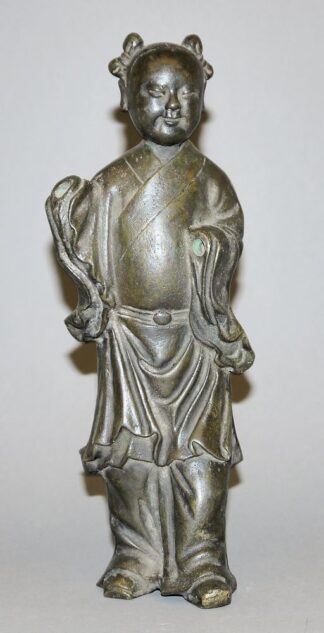0591-Die daoistische Unsterbliche Lan Caihe, Bronzeplastik der Qing-Zeit, China 19. Jh.
