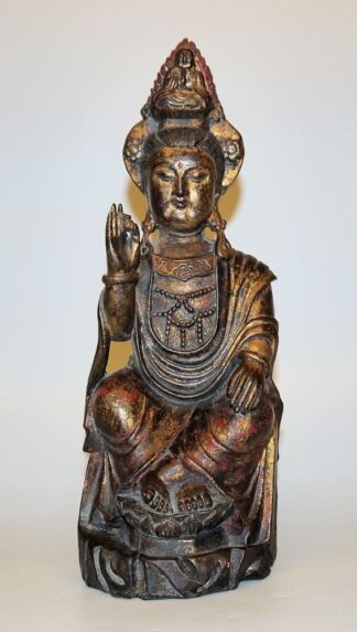 0592-Holzskulptur der Guanyin, späte Qing-Zeit, China 19. Jh.