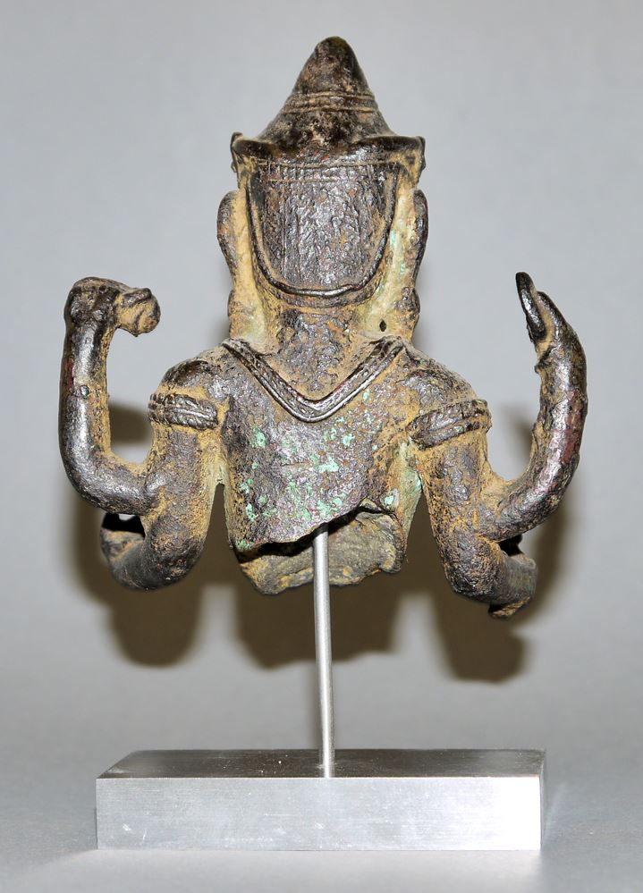 0616-Halbfigur des Gottes Vishnu, Bronzeplastik der Khmer, Kambodscha 12./13. Jh. - Image 2