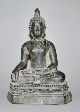 0619-Sitzender Buddha aus Bronze, Chang Saen Stil, Thailand 19./20. Jh.