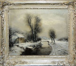 0634-Louis Apol und E. Penning-Duprin, Verschneite Winterlandschaften, 2 Ölgemälde, gerahmt