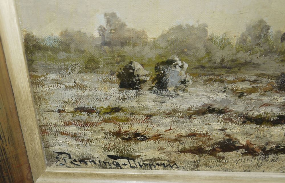 0634-Louis Apol und E. Penning-Duprin, Verschneite Winterlandschaften, 2 Ölgemälde, gerahmt – Bild 5