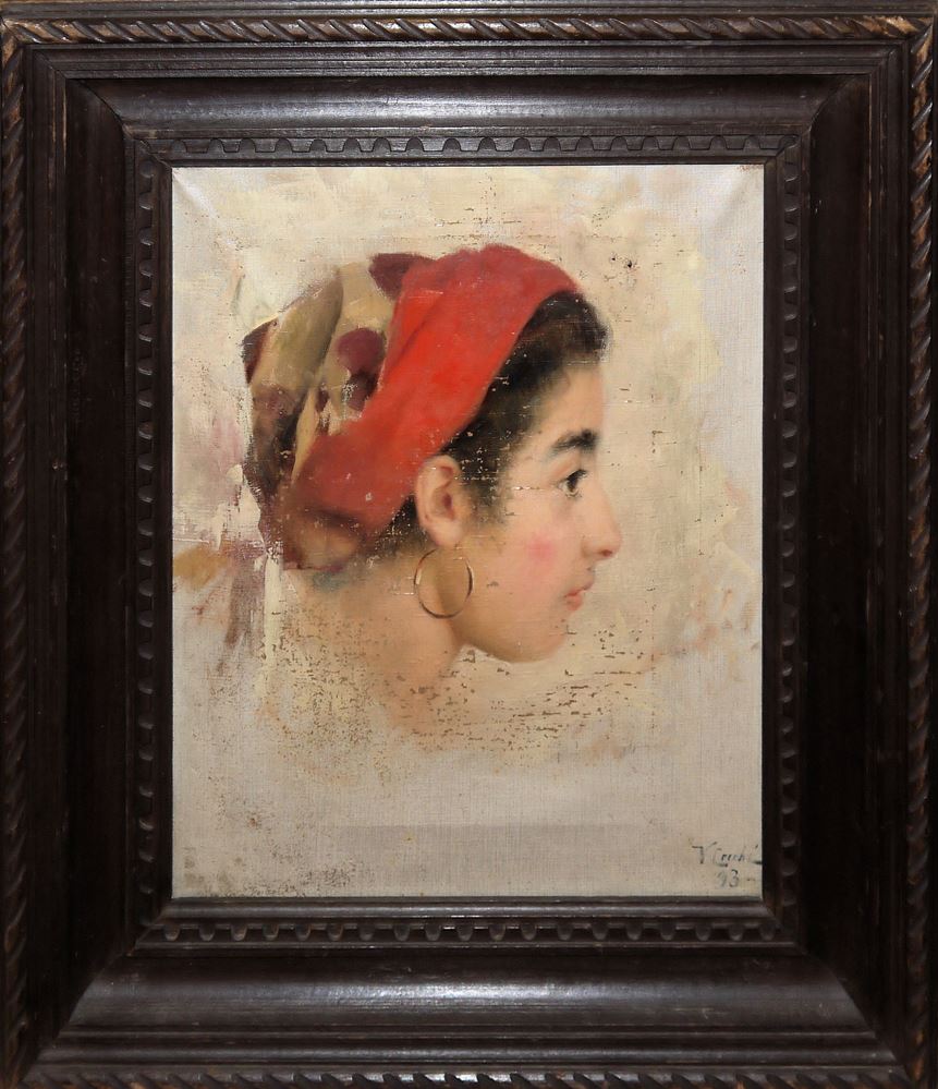 0636-Porträtisten des 19. Jhs., Porträts zweier junger Frauen, einmal im klassischen Stil des Biedermeiers sowie als Studie, 2 Ölgemälde, gerahmt – Bild 3