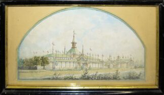 0637-Otto Carus, Palast von Niederländisch-Indien auf der Weltausstellung Paris 1889 oder 1900, Aquarell in Originalrahmung