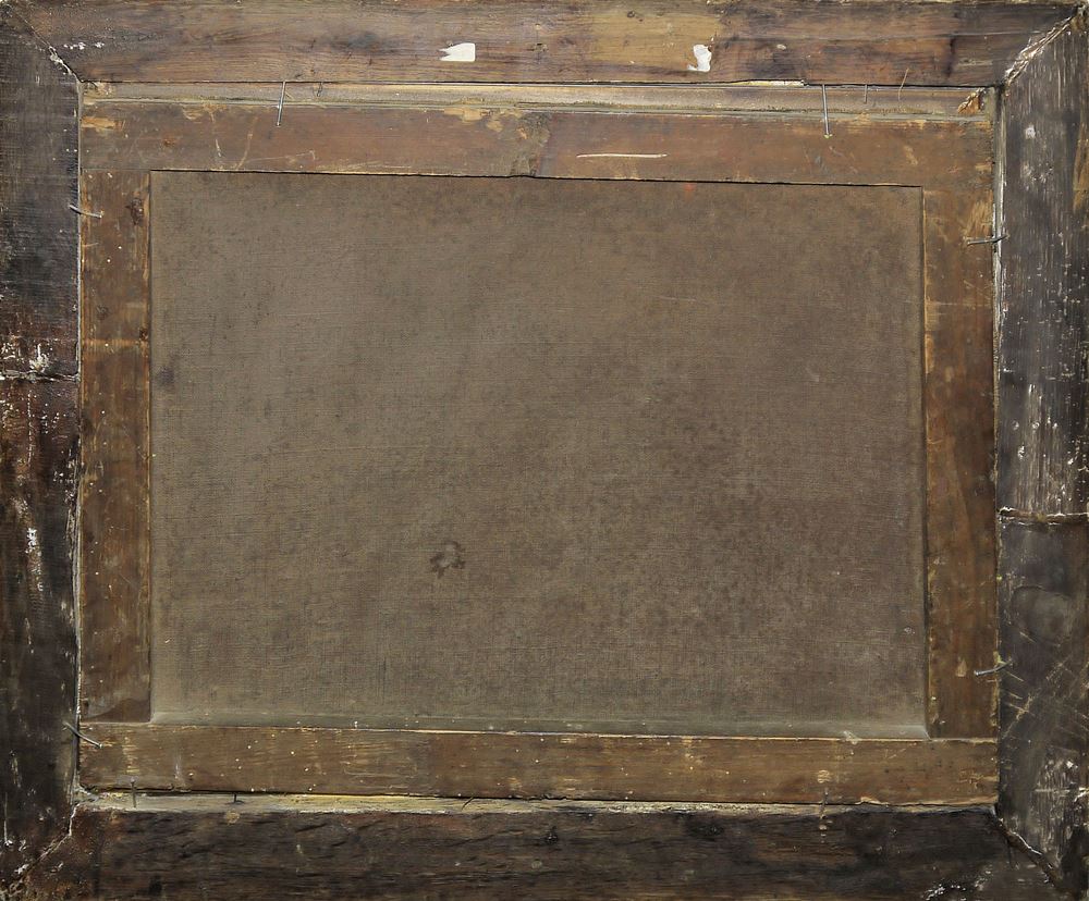 0650-Französische oder italienische Schule um 1680/1700, Personen in antikisierender, arkadischer Ruinenlandschaft, Ölgemälde im antiken Goldstuckrahmen – Bild 3