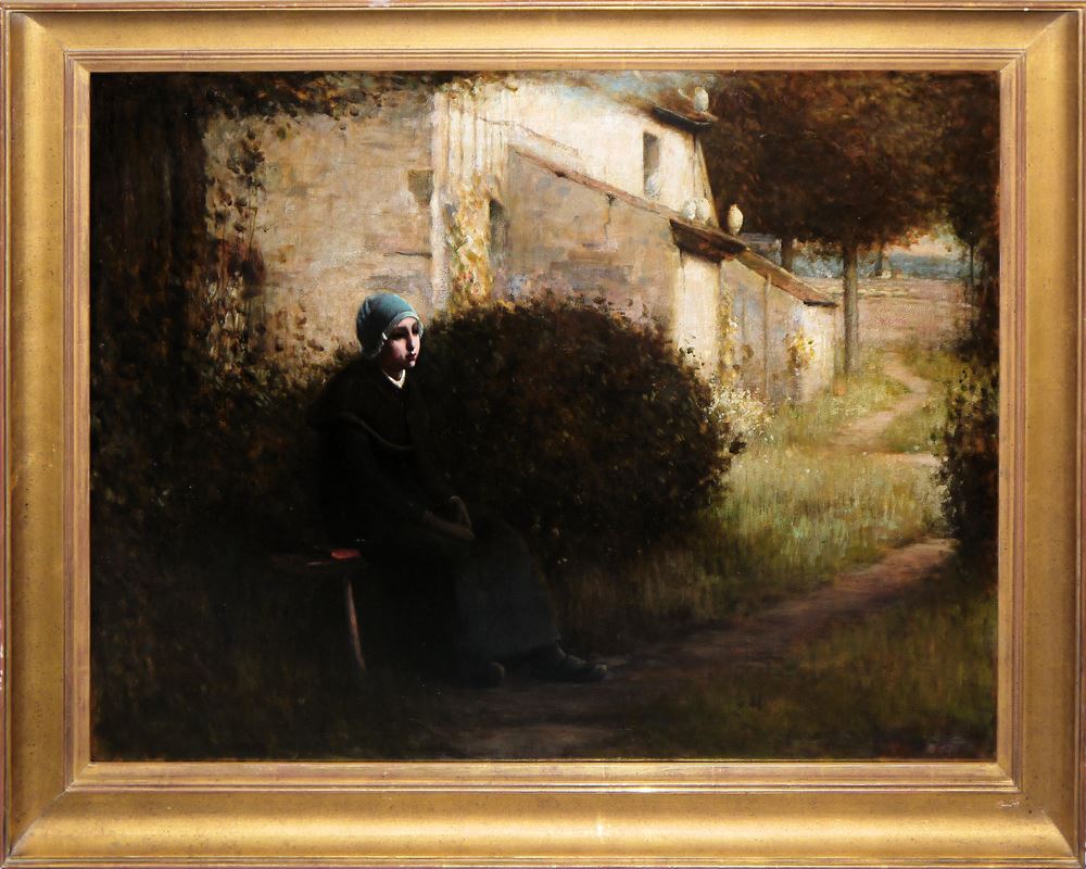 0658-Louis Welden Hawkins, Jeune femme mélancolique (Junge melancholische Frau), Ölgemälde gerahmt – Bild 2
