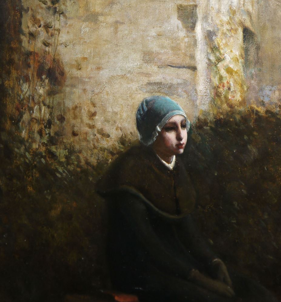0658-Louis Welden Hawkins, Jeune femme mélancolique (Junge melancholische Frau), Ölgemälde gerahmt – Bild 3