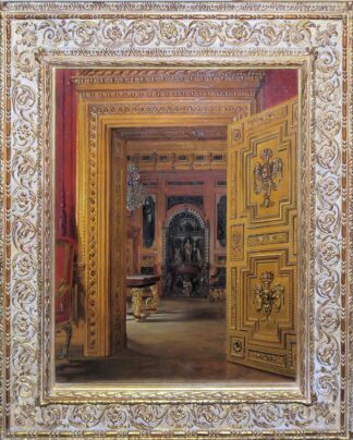 0660-Heinrich Anton Heger (sicher) zugeschr., "München- Residenz", Ölgemälde um 1880, im originalen Goldstuckrahmen