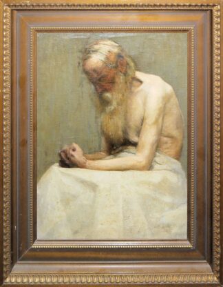 0662-Max Friedrich Helas, Sitzender, in sich gekehrter alter Mann, Ölgemälde, gerahmt
