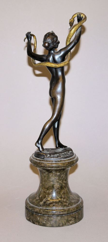 0668-Franz Iffland, "Schlangentänzerin", Bronzeplastik in der seltenen, zweifarbigen Ausführung – Bild 2