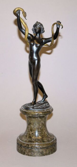 0668-Franz Iffland, "Schlangentänzerin", Bronzeplastik in der seltenen, zweifarbigen Ausführung
