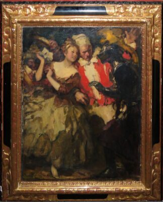 0673-Hans Looschen, Maskenball, Ölgemälde um 1900 im originalen Prachtrahmen