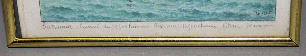 0674-A. Lovichi, "Satsuma", Japanisches Kriegsschiff, Aquarell, gerahmt – Bild 2