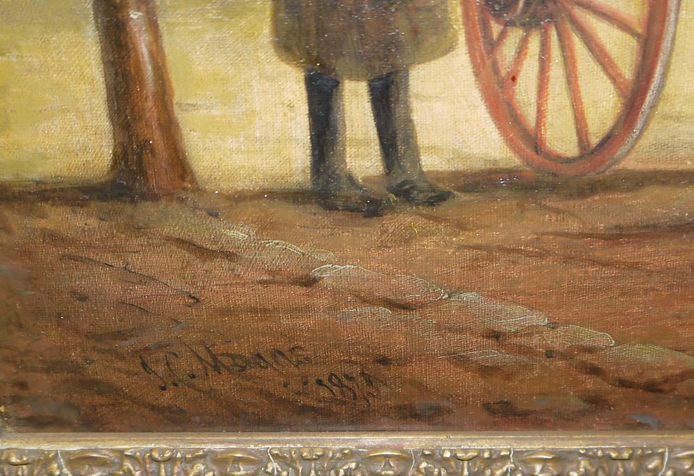 0676-John Charles Maggs, Royal Mail Coach stopping at an inn, Ölgemälde von 1873, gerahmt – Bild 3