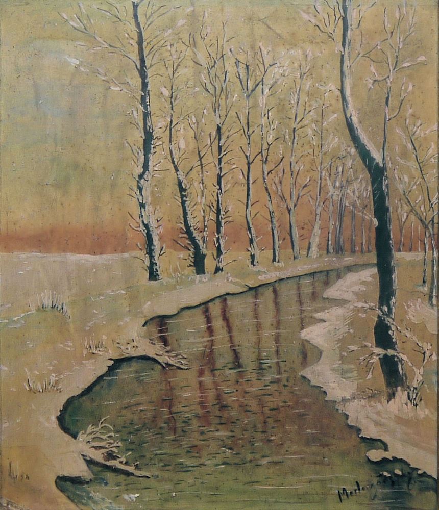 0679-Ladislav Mednyanszky "Les v zimě" (Wald im Winter), Mischtechnik von 1907, originalgerahmt – Bild 2
