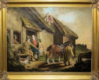 0684-George Morland, nach, "Der erste September ,Abend", Interpretation des berühmten werkes, Ölgemälde des 19. Jhs., gerahmt