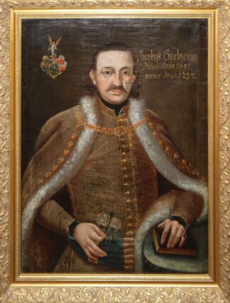 0688-Porträtist von 1737, repräsentatives Dreiviertporträt des Jacobus Engelmayer, im Goldstuckrahmen