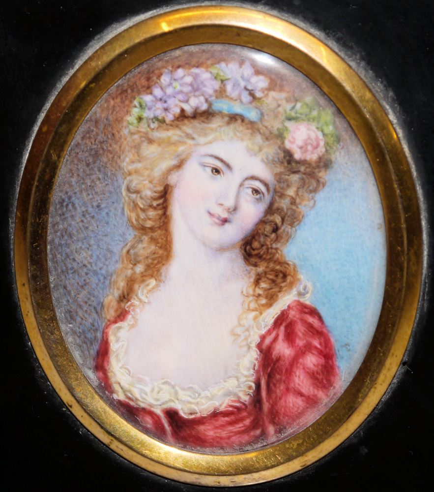 0695-Augustin Christian Ritt (Аугустин Кристиан Ритт) zugeschr., Miniatur der "Countess Potocka", (The Pohl-Ströher Collection of Portrait Miniatures Part 1, Sotheby's 06.12.2018), ungeöffnet im Originalrahmen des 18. Jhs. – Bild 2