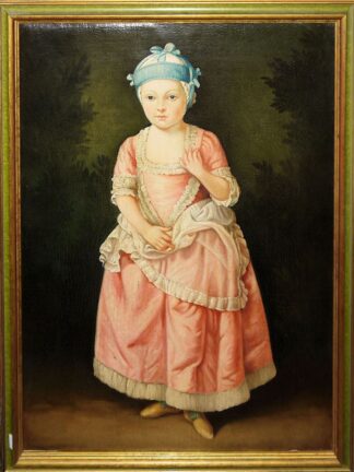 0696-Höfischer Rokoko-Maler, Ganzporträt einer Infantin, Antoine Pesne oder Wiener Hof Umkreis, Ölgemälde um 1720/22, gerahmt