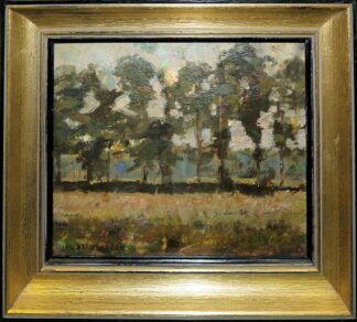 0704-Jan Stanislawski, Vollmond hinter Bäumen (Pełnia księżyca za drzewami), Ölgemälde um 1895